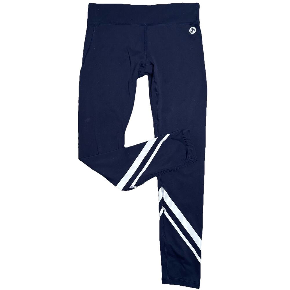 Tory Burch Sport Weightless Navy Blue Chevron Leggings Womens Size Large